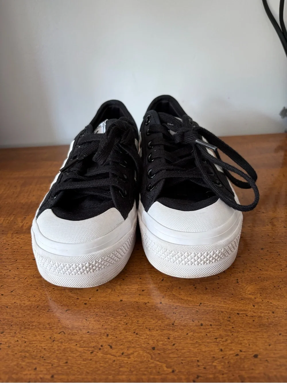 adidas Nizza Black and White Platform Canvas Sneakers